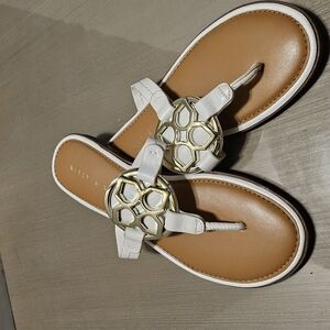 White and Tan Sandals
